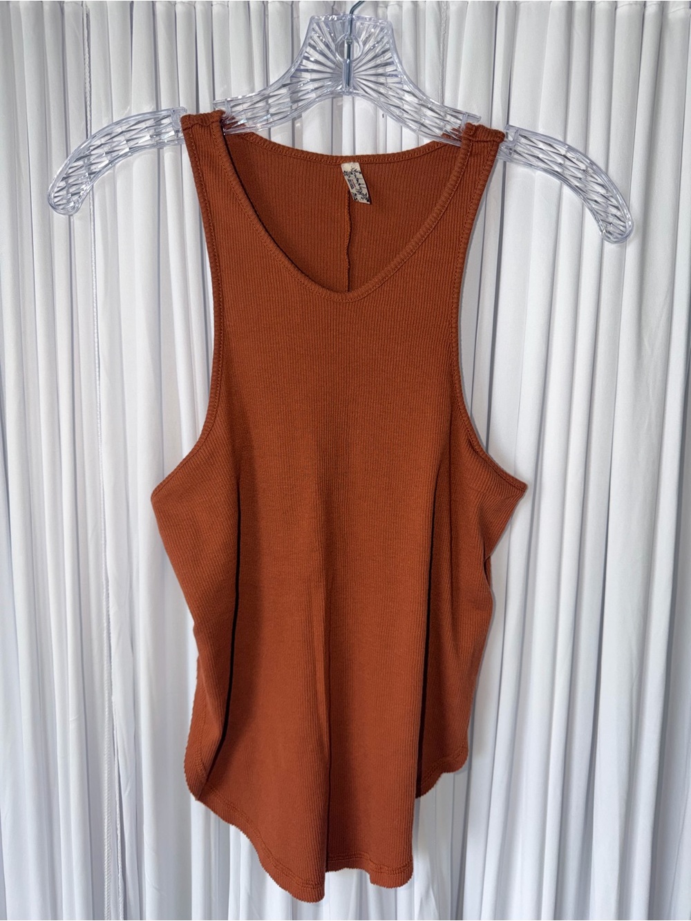Free People Rust Ribbed Tank Top